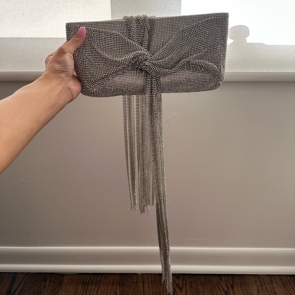 Cult Gaia Silver Fringe Clutch